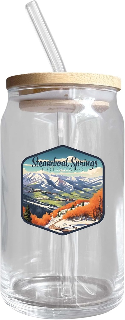 R and R Imports Steamboat Springs Design B Souvenir 12 oz Beer Can Glass 4-Pack