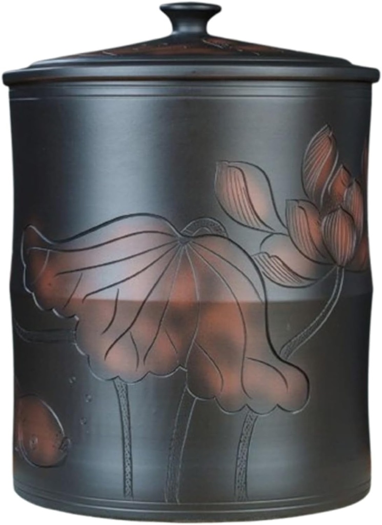 Ceramic Storage Jar Rice Grain Dispenser Ceramic Rice Cylinder with lid Airtight Bulk Food Storage Families Hotels Kitchens for Rice Soybeans Corn Flour Oatmeal(26 * 33cm)