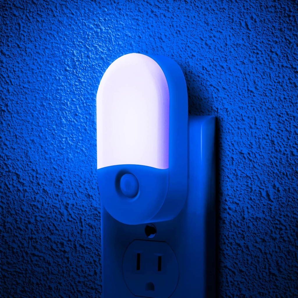 Blue Night Light, LOHAS Night Lights Plug into Wall[2 Pack], 0.6W LED Nightlight, Dusk to Dawn Sensor, 30/60LM Adjustable Brightness, Automatic Night Light for Kid, Bathroom, Nursery, Hallway