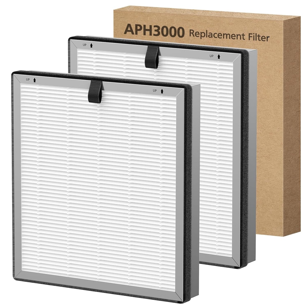 APH3000 Replacement Filter Compatible with KNKA APH3000 Air Purifi-er, 3-IN-1 HEPA and Activated Carbon Filter for Dust Pollen Pet Dander Odor Smoke, 2 Pack