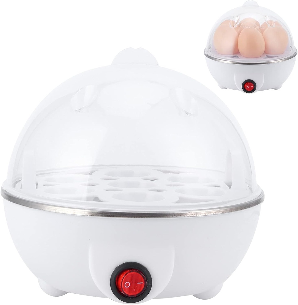 Electric Egg Boiler Multifunctional Mini Eggs Cooker Steamer Poacher for Kitchen Use White PP Stainless Steel 350W