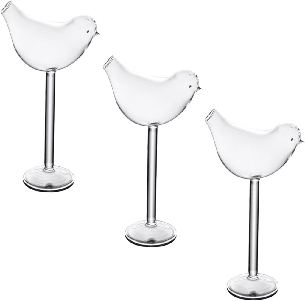 3pcs Elegant Bird-shaped Goblet Glasses for Cocktails Transparent Wine Glasses for Parties Unique Design for Home Bar and Celebrations