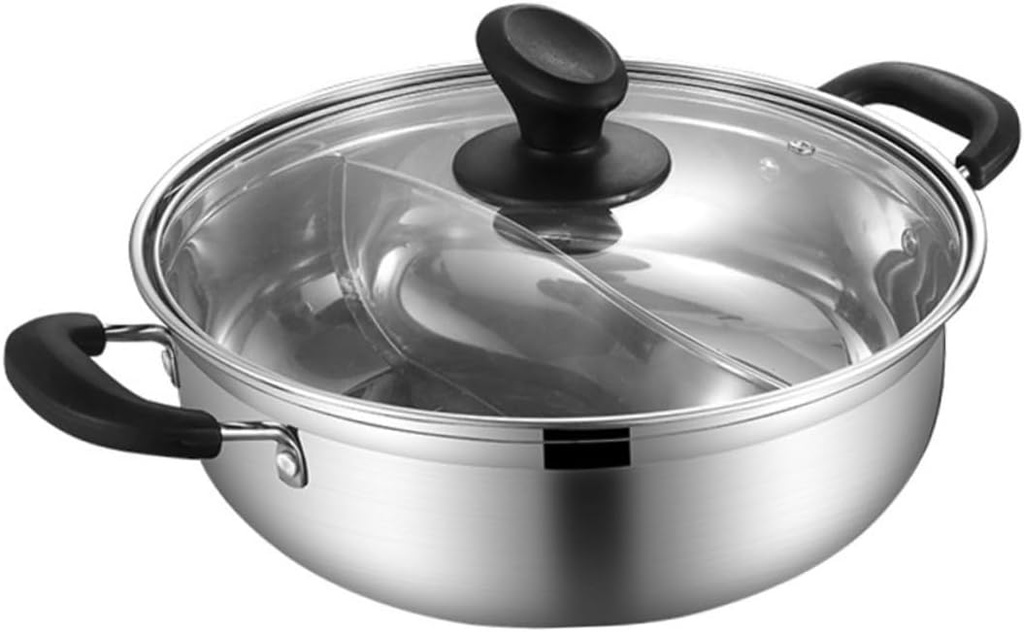 1pc Multi-functional Dual Hot Pot Two-flavor Induction Cooker Pot for Electric Stoves Thickened Design and Soup Easy to Clean and