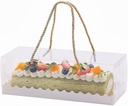 YankMooM 10Packs Clear Roll Cake Boxes, 10.8x4.3x3.8in Large Transparent Cake Storage Box Cake Containers with Gold Rope Handle & Cake Boards Plastic Gift Boxes for Party