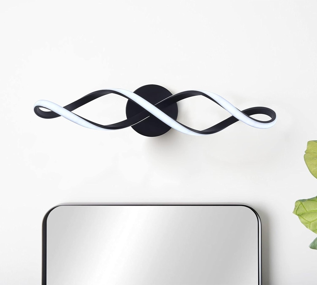 Aiwen LED Vanity Lights Cool White 6500K Dimmable LED Bathroom Bedroom Vanity Light Fixtures Modern Black Bathroom Vanity Lights for Mirror