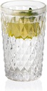 Argyle Collection Highball Drinking Glasses 11.6 oz. set of 6 Crystal Clear Glassware Vintage Water Glasses Embossed with Diamond Pattern for Everyday use
