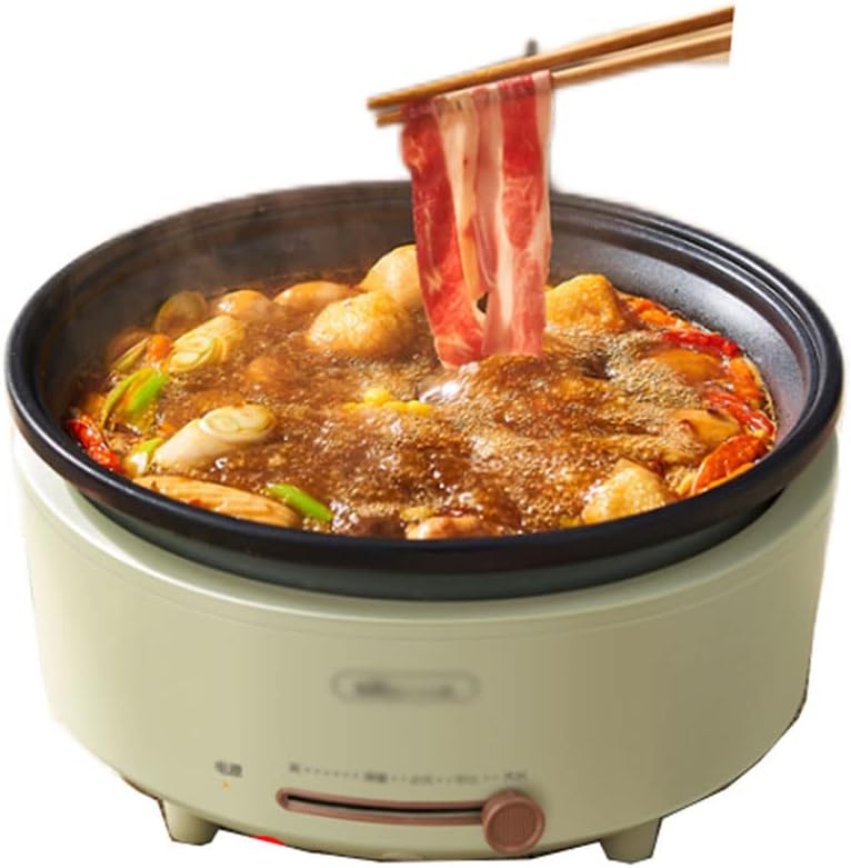 Electric Hot Pot,5L，Dormitory Office Portable Ramen Cooker Pot ，Overheat Protection，1500W，with Keep Warm Function，Green