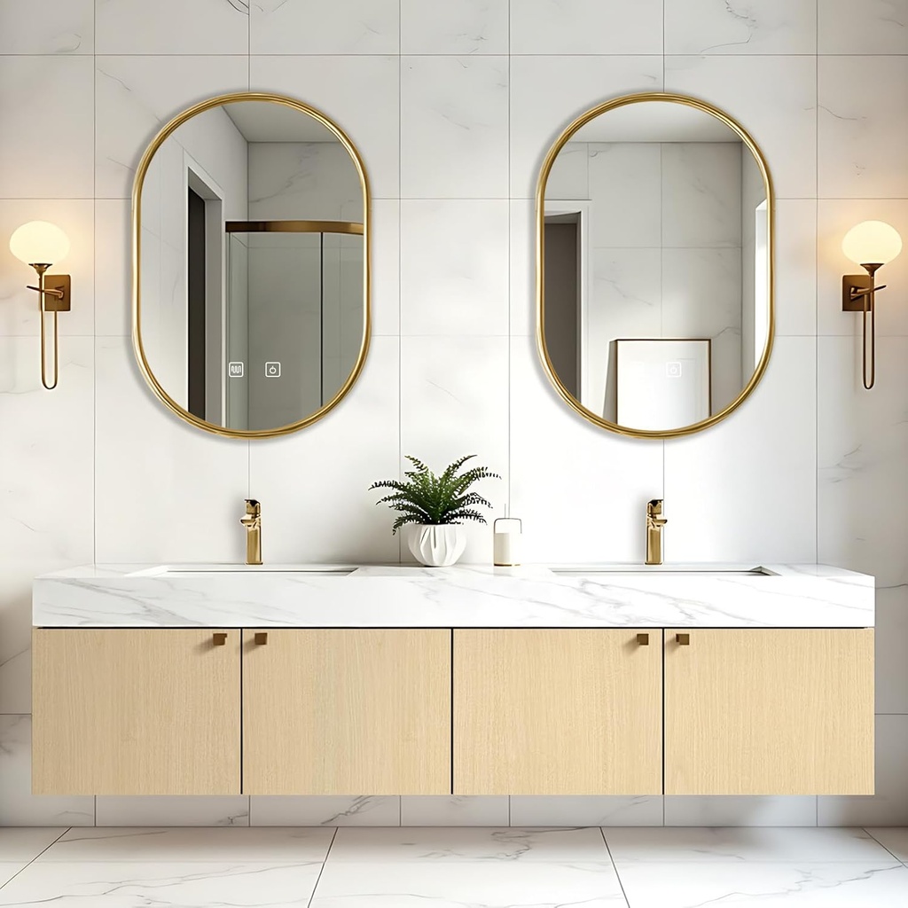 Bathroom Vanity - Floating Bathroom Vanity with Double Sinks Includes Rock Slab Ceramic Basin & Symmetrical Double Cabinets|Modern Log Style,LED Smart Defog Mirror(72IN)