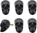 JfwuHap 6Pcs Cabinet Handles, Skull Head Cabinet Pulls, Drawer Handles, Black Skeleton Drawer Knobs, Solid Metal Base Furniture Handle, Single Hole Pull for Home Cabinets Dressers Drawers Cupboard, A