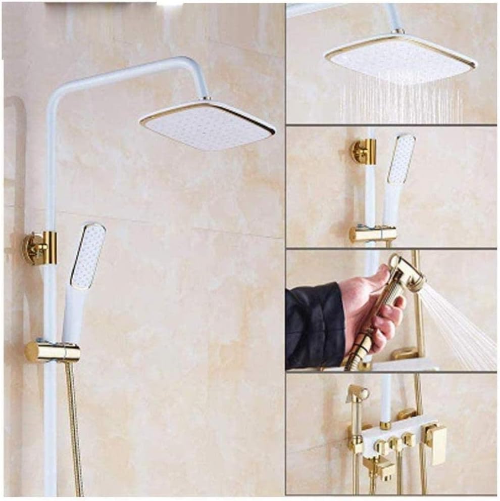 Shower Set European Black Copper Shower Set rain Massage Shower Temperature Controlled Portable Booster Nozzle Lift Booster Shower Multi-Function Shower Shower System