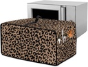 Leopard Print Toaster Oven Cover with Accessory Pocket, Dust-proof Heat-resistant Microwave Oven Protective Cover for Kitchen Counter, Universal Fit (Medium-16.1*19.71*10 inches)