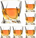 Premium Crystal Whiskey Glasses Set of 6 Large Lead-Free Crystal Glass Tasting Cups Scotch Glasses Tumblers for Drinking Irish Whisky Bourbon Tequila (Twist, 6 * 10 oz)