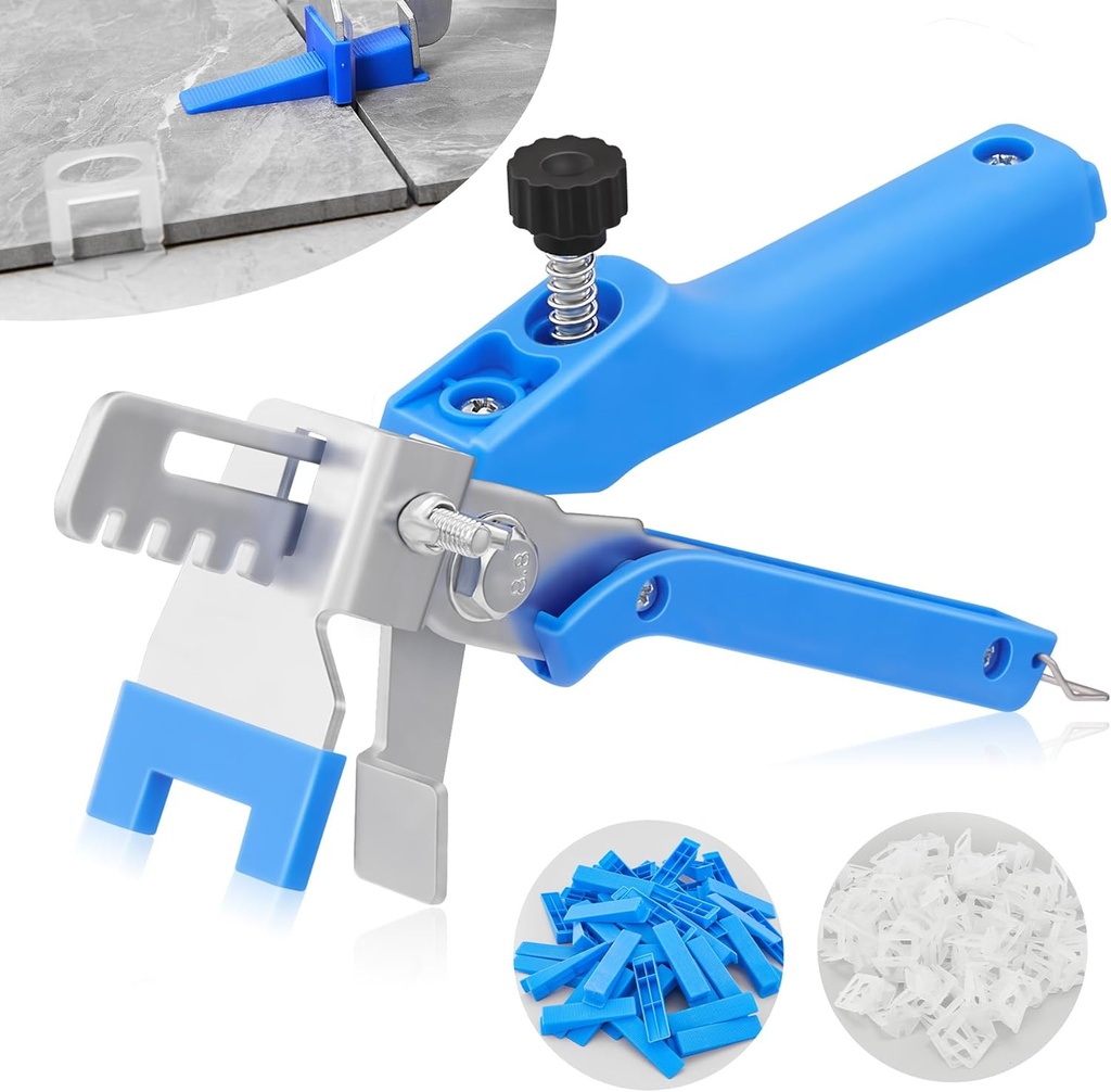 Saker Tile Leveling System 1/16 Inch with Tile Plier, 500pcs Tile Leveler Spacers Clips and 100pcs Reusable Wedges for Wall/Floor Tile Adjustment, Tile Tools Set for Ceramic Tile Stone Installation