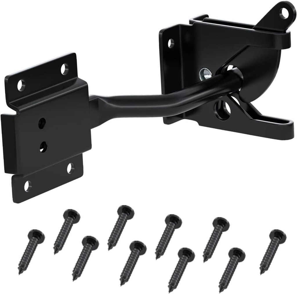 Gate Latch for Wooden Fence Self Locking Gravity Lever Door Latch Lock Heavy Duty Automatic Fence Gate Lock Hardware for Secure Pool, Outdoor Garden, Yard, Vinyl Fence