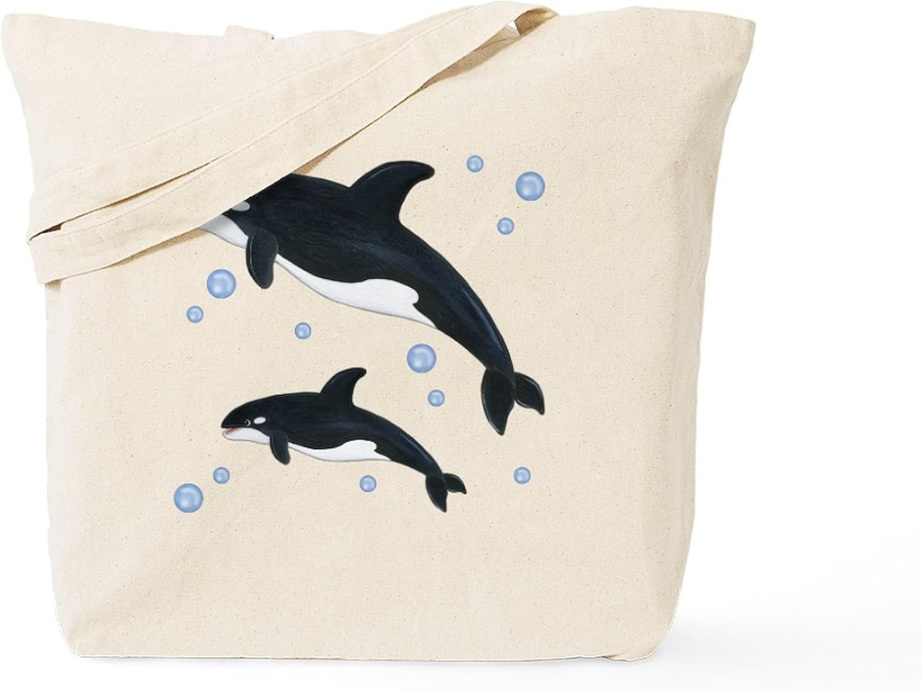 CafePress Orca Whale Tote Bag Reusable Natural Beige Canvas Shopping Bag