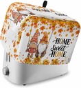 Orange Fall Small Toaster Cover 2 Slice, Kitchen Appliance Covers, Thanksgiving Gnomes Sunflower Maple Leaf Toaster Oven Covers with Loop, Polyester Dust Bread Machine Cover Protection