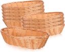 Cabilock 10pcs Woven Bread Baskets Large Plastic Rattan Baskets for Kitchen Restaurant