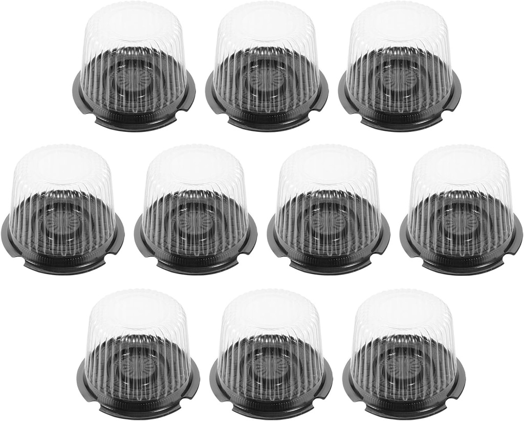 Alipis 10Pcs 6-Inch Clear Plastic Cake Carrier with Lid, Disposable Cake Containers with Dome Lids for Easy Transport and Storage