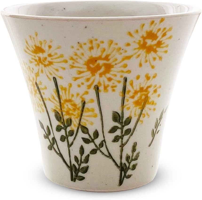 J-kitchens PNO606508 Hasami Ware Dinner Cup, Made in Japan, 4.9 fl oz (140 cc), Wildflower Yellow