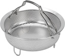 Rustproof Food Grade Stainless Steel Steam Basket with Foldable Handle Multifunctional Colander Insert for Rice Cooker Pot (S) (M) (L)