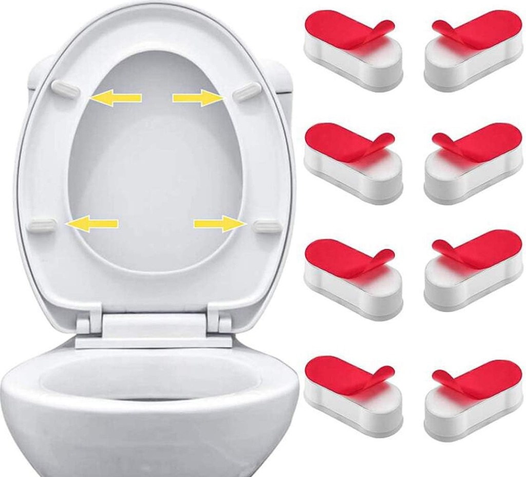 8PCS Toilet Seat Bumpers Universal Cover Lifter Gasket Toilet Lid Seat Buffer Spacers with Strong Adhesive for Toilet Cover Adhesive(White) 4.5 x 1.7 x 2 cm