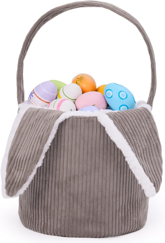 Mostop Easter Basket, Bunny Basket with Handle for Easter Egg Hunts Decorations Candy Bag