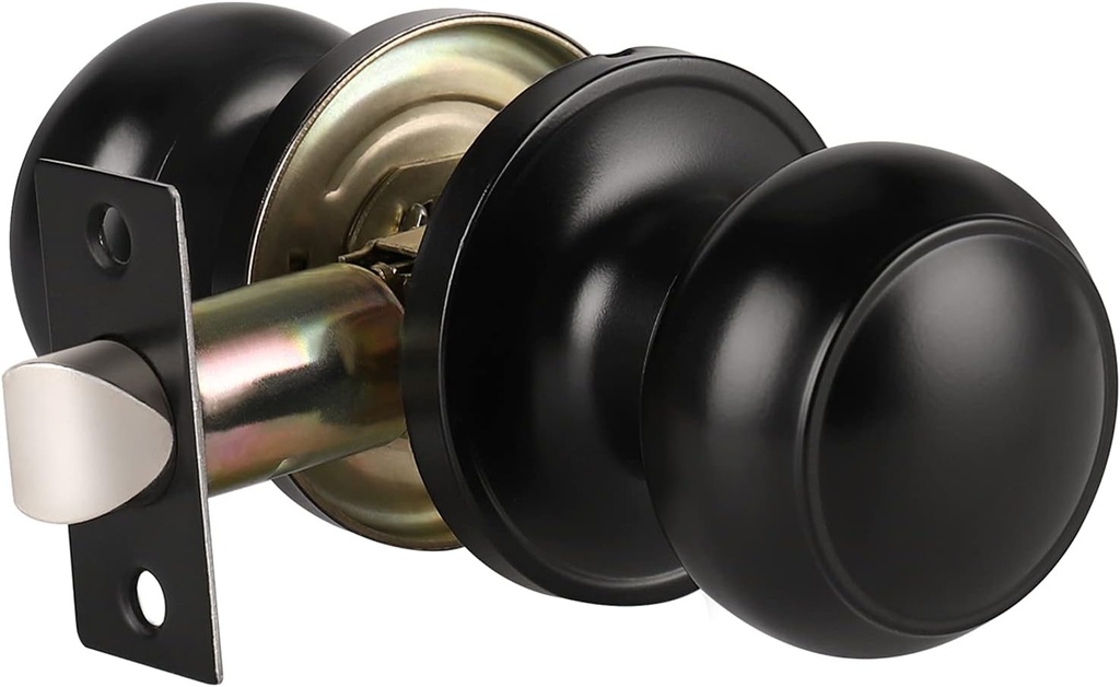 KNOBWELL 15 Pack Matte Black Door Knob Passage Door Handle Set Black Closet Door Knobs, Modern Door Knob Interior Door Knobs