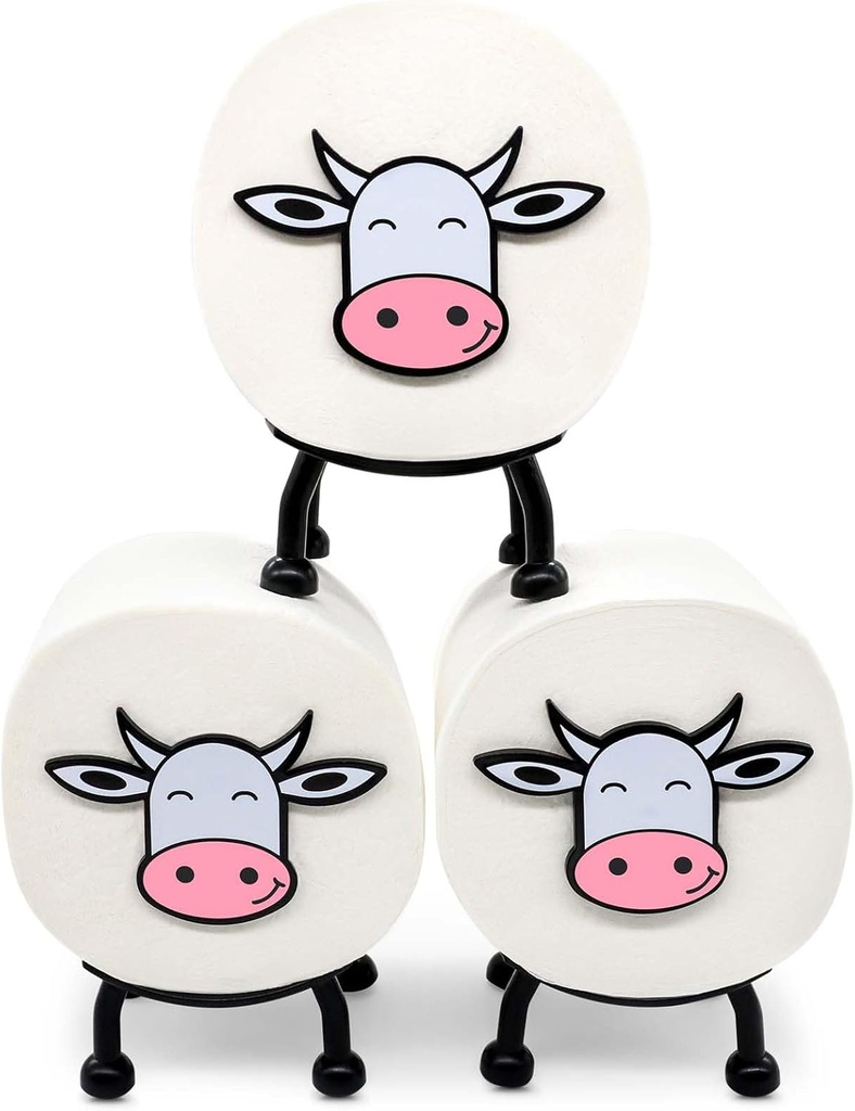 3Pcs Cow Toilet Paper Holder, Funny Animal Pattern Toilet Roll Holder Bathroom Tissue Storage Holder Table Decor