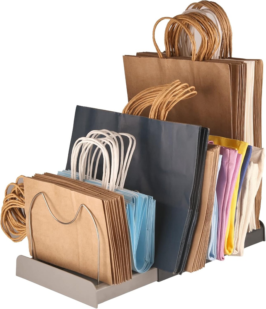 Adjustable Shopping Bag Organizer - Great for Storing Folded Cloth, Paper, Lunch & Reusable Food, Shopping & Gift Bags