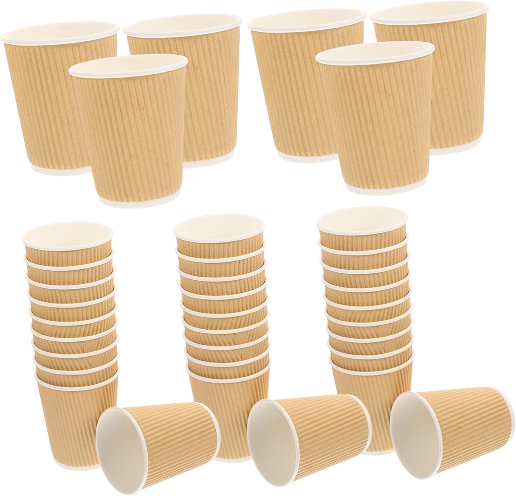 Baluue 50pcs 6 oz Double Wall Paper Coffee Cups Disposable Hot Milk Cups Go Drinks for Coffee Shops and Events Beverage Packaging