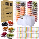 40 Sets of Reusable Snack Containers with Lids（Suitable for School, Office Lunch, and Takeaway Sauces） Double Compartment Snack Containers,Snack Packs Container