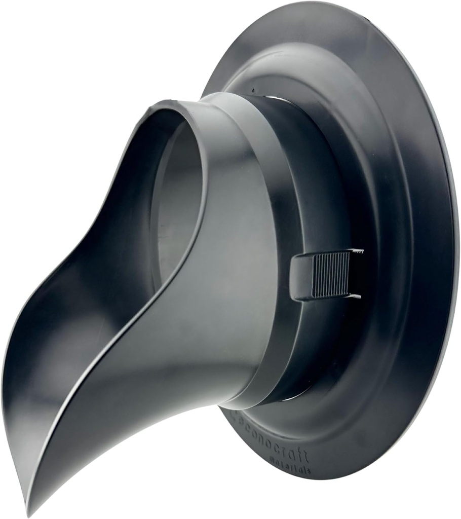 LokPlate™ 6-Inch Plastic (UV+) Downspout Nozzle/Scupper with Self-Locking Escutcheon Plate (Black)