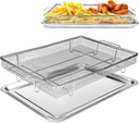 Upgrade Air Fryer Basket for Oven, 2 Pieces 15" x 11" Large Air Fryer Tray Stainless Steel Air Fryer Pan Rack Air Fryer Basket and Tray for Oven Cooking Baking and Broiling, Dishwasher Safe
