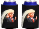 2PCS Beverage Can Cooler Sleeve with Funny Hair Novelty Design Neoprene Insulated Coolers Foam Soda Pop and Beer Mugshot Can Huggers Novelty Gifts (Black)
