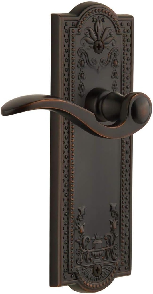Grandeur PARBEL_PRV_234 Parthenon Solid Brass Rose Right Handed Privacy Door Lever Set with Bellagio Lever and 2-3/4" Backset - Timeless Bronze