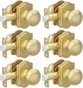 goldenwarm 6 Pack Brushed Gold Passage Door Knobs, Closet Door Knobs Gold Interior for Closet & Hallway