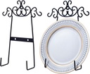 MyGift Vintage Scrollwork Black Metal Hanging Plate Holder, Set of 2 – Wall-Mounted Plate Display Rack for Collectible Plates & Platters – Holds Up to 8-Inch Plates