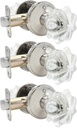 Glass Crystal Door Knob, Satin Nickel, Interior Privacy Door Knobs (3 Pack)