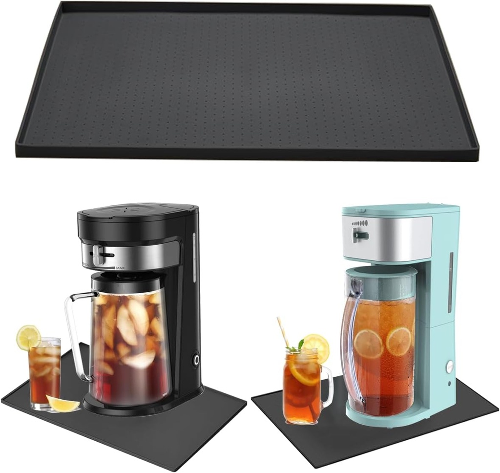 Ice Tea Maker Machine Silicone Mat Iced Coffee Maker Mat, Silicone Drip Pan for Iced Tea Maker, Ice Tea Pitcher Brewer Soft Tray, Non-Slip Waterproof Cold Brew Maker Machine Pad 19''x12''