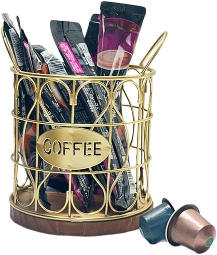 Round/Square Coffee Storage Basket Large Capacity Coffee Espressos Pods Basket for Kitchen Countertop