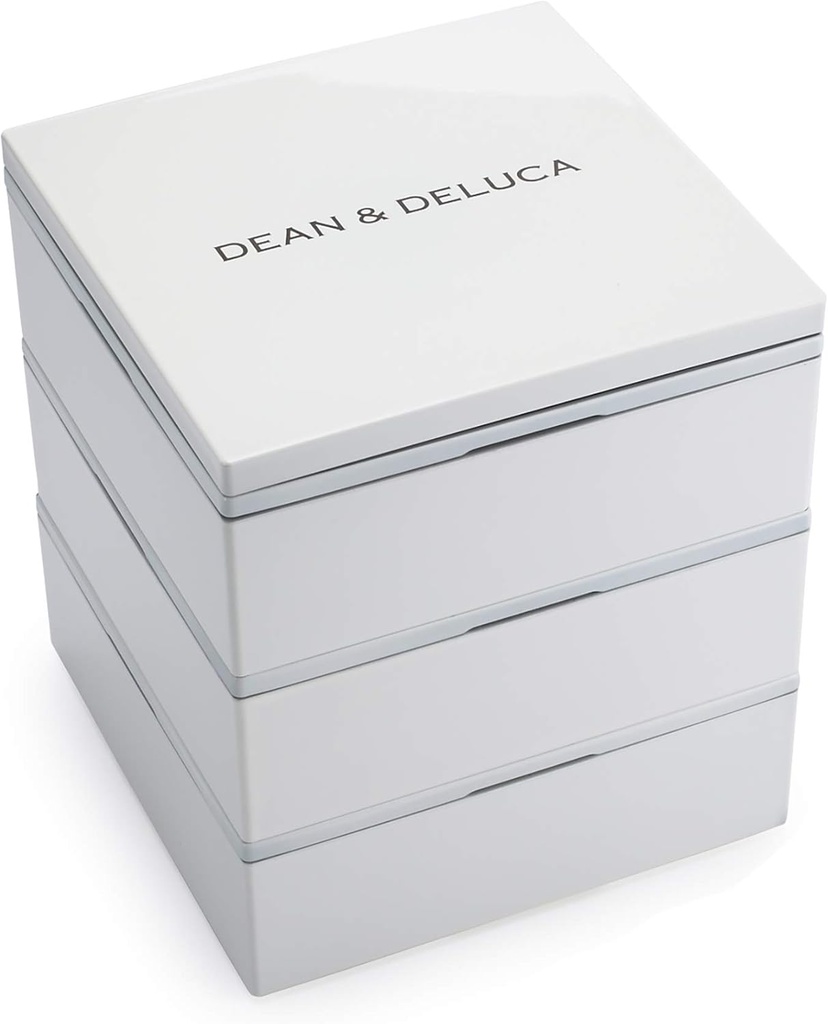 Dean & Deluca 3-Tier Small White Box Lunch Box Picnic Outdoor 13.5 x 13.5 x 15 cm