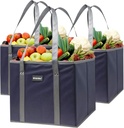 allydrew 3Pk Reusable Grocery Bags, Heavy Duty Large Foldable Storage Shopping Totes with Reinforced Handles