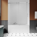 3/8" (10mm) Sliding Glass Shower Door for Bathtub, 56-60" W x 66" H Frameless Bathroom Door with Easy-Cleaning Coating,Brushed Nickel