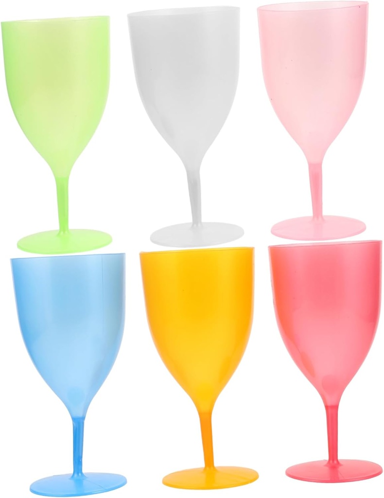 GLEAVI 6pcs Unbreakable Wine Goblets Spring Decorative Drinking Glasses for Home Party Easter Themed Cocktail Goblet Stemmed Cups Versatile Drinkware