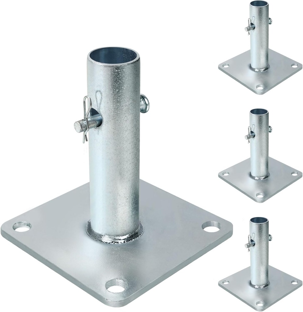 Scaffolding Base Plates with Pins, JUKFITA Reinforced Scaffold Base, 4 Pack Galvanized Scaffolding Accessories for Baker Scaffolding