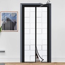 Adjustable Insulated Door Curtain, Magnetic Thermal Self-Closing Privacy Door Screen, Fit Doors Size Width 34" - 39" Height 81" - 84", Hands Free with Closure Weighted Bottom, Grey