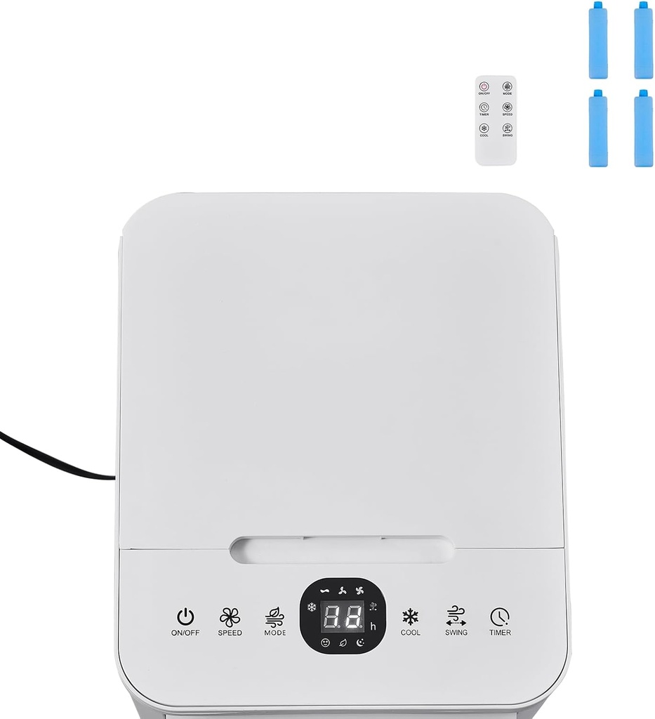[BRSREEAOBV5WGHTG] Happybuy Portable Air Conditioner, 9L 550 CFM Swamp Cooler with 12H Timer & Remote, 3 - Speed Evaporative AC, 2 Ice Boxes, Quiet & Mobile, for Indoor & Outdoor Use