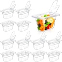 Geetery 12 Pack 1/9 Size 4'' Deep Polycarbonate Food Pan with Lid Clear Stackable Plastic Pan Restaurant Food Storage Containers with Hinged Lids for Salad Bar Hotel Supplies