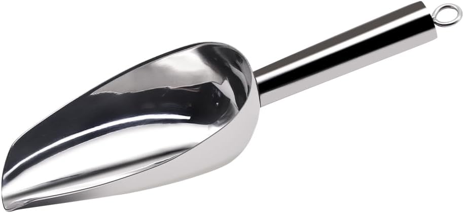 Ice Scoop for Freezer Stainless Steel bean Flour Utility Scooper for Ice Maker Kitchen Bar Party Wedding, Heavy Duty, Dishwasher Safe 6 OZ Utility Flour Scoop (Straight Handle-1pc)