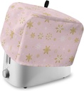 Christmas 2 Slice Toaster Cover, Bread Machine Cover Gold and White Snowflake Pink Kitchen Appliance Dust Cover with Top Handle Fingerprint Protection Lightweight Kitchen Toaster Cover